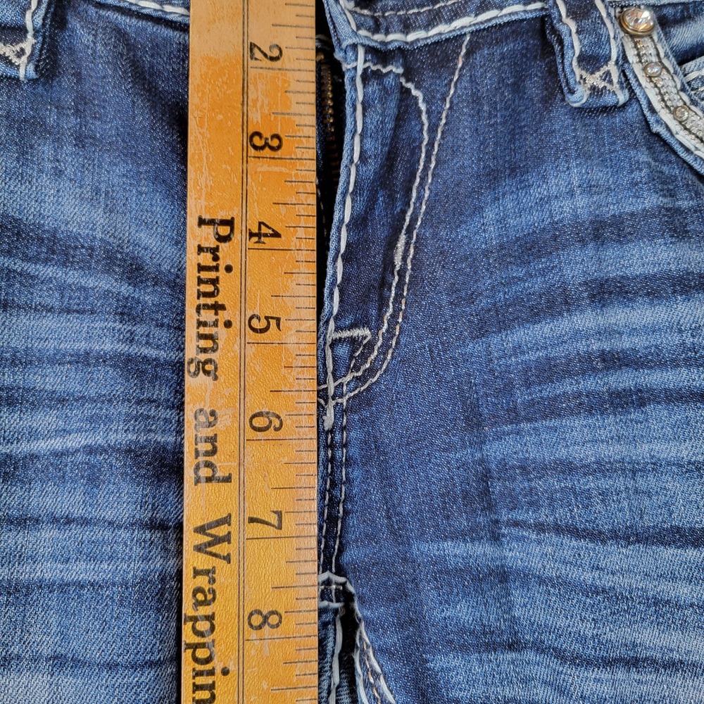 Rock Revival Womens Eleanor Bootcut Dark Wash Rhinestone Jeans Size 31 Blue - Picture 10 of 12